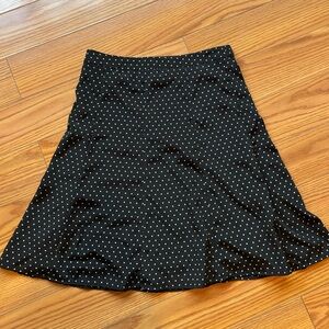 B&W polka dot A-line midi skirt